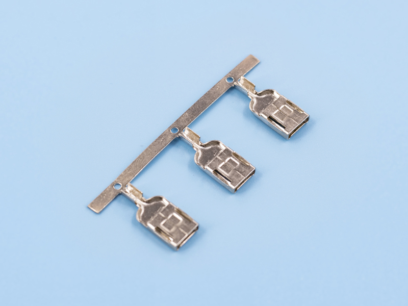 6.3/250方形插簧，適配6.3*0.8公插，0.3厚，黃銅，鍍鎳，橫帶（DN01-01）