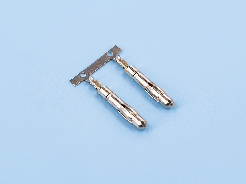 4.0香蕉雙腳密封公端，黃銅，橫帶，鍍鎳（OG08-01）