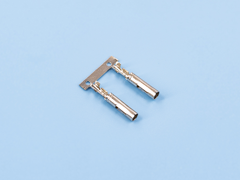 雙腳帶彈片密封母端，黃銅，鍍鎳，橫帶（OM03-01）